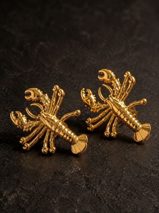 Anthropologie Jewelry - Shiny Gold tone Lobster Stud Earrings